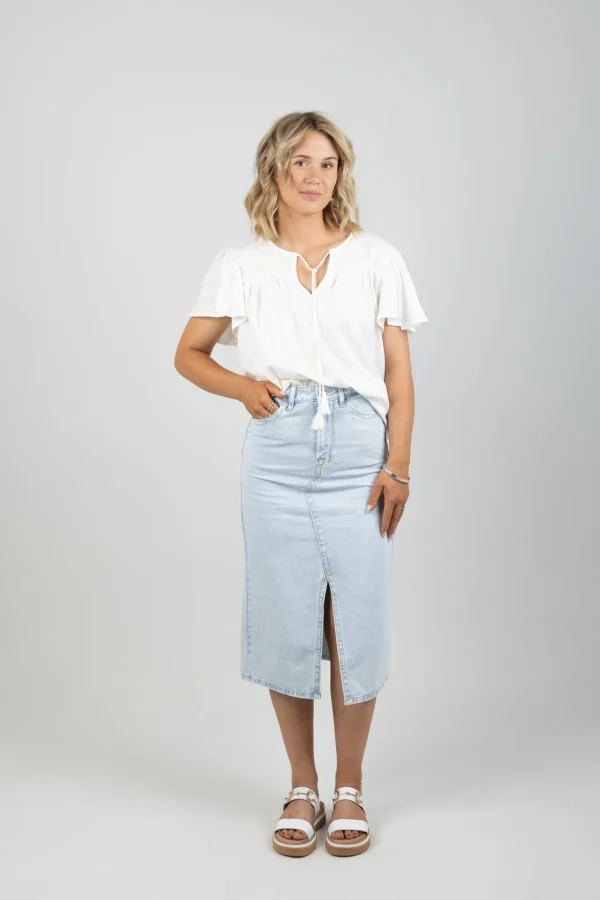 Skirts-GARCIA DENIM SKIRT BLEACHED