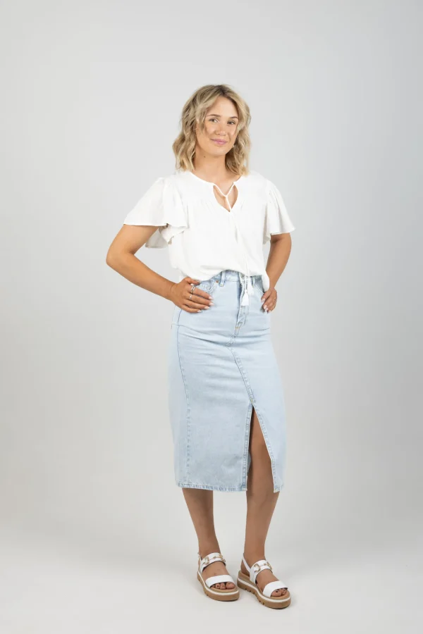 Skirts-GARCIA DENIM SKIRT BLEACHED