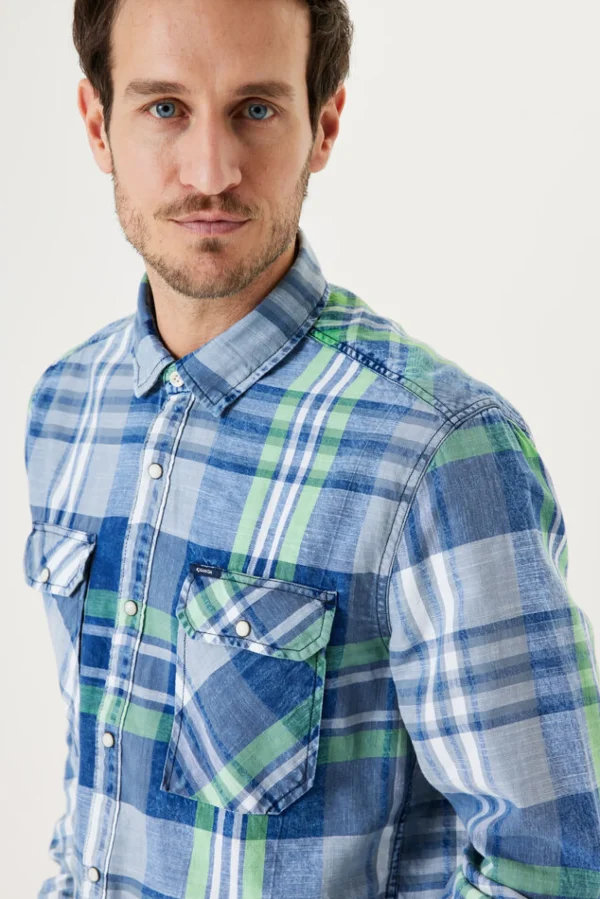 Shirts-GARCIA DIEGO SHIRT CHECKED BLUE