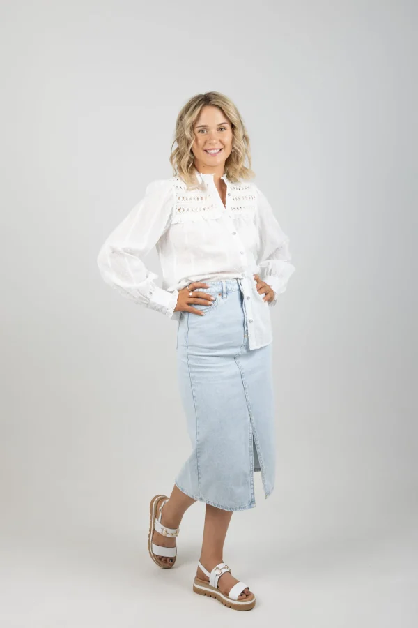 Shirts & Tops-GARCIA DOBBY BLOUSE OFF WHITE