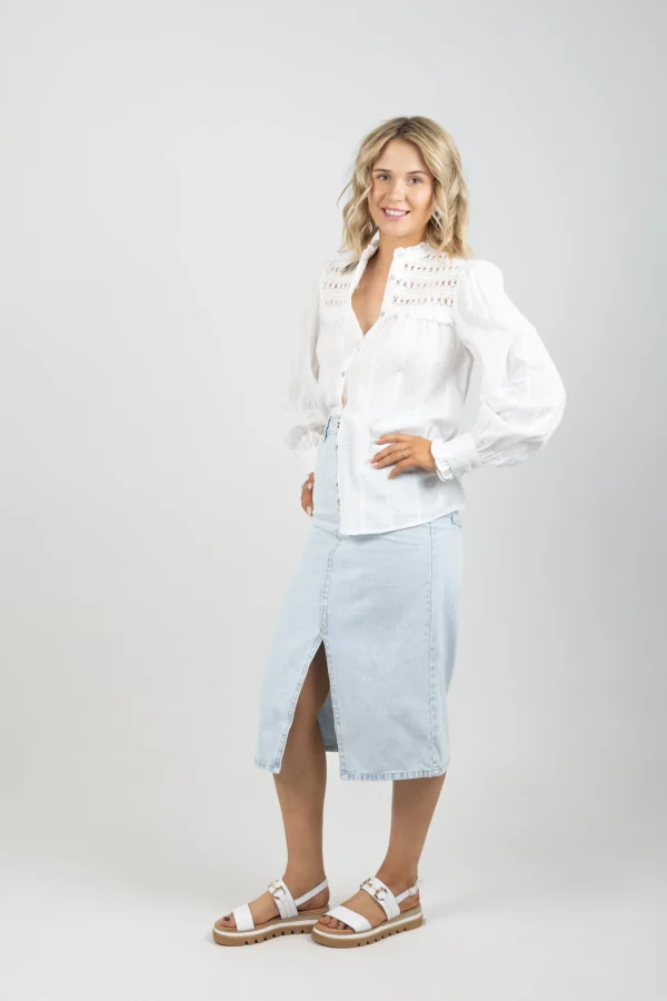 Shirts & Tops-GARCIA DOBBY BLOUSE OFF WHITE