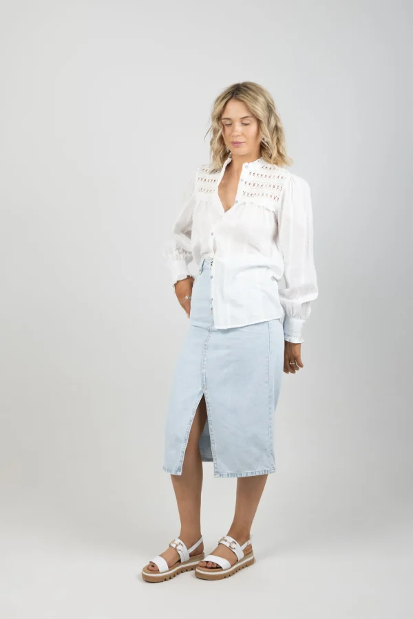 Shirts & Tops-GARCIA DOBBY BLOUSE OFF WHITE