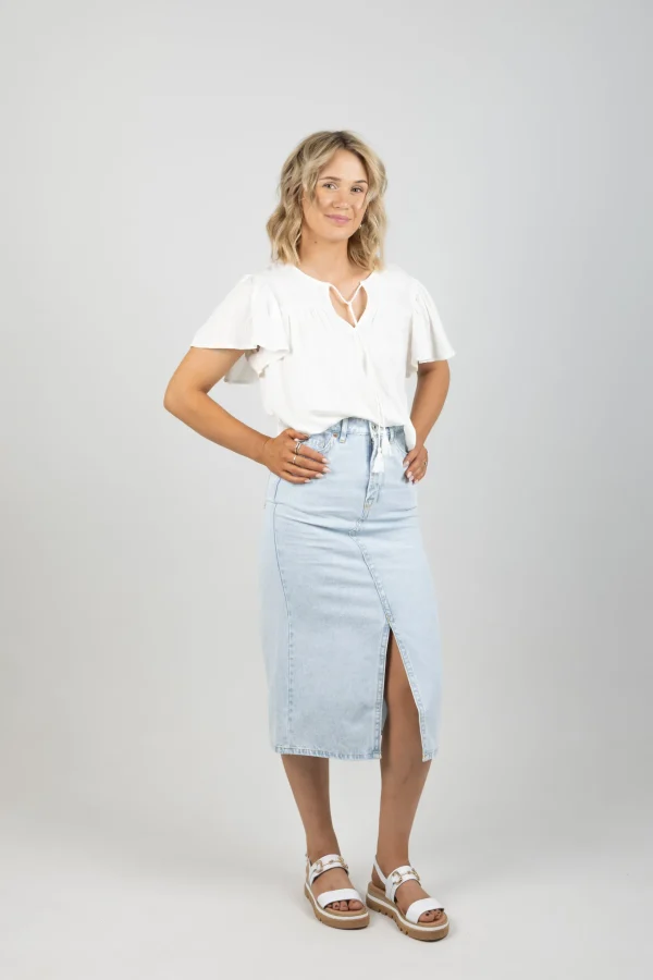 Shirts & Tops-GARCIA FRILL BLOUSE WHITE