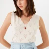 Tees & Tanks-GARCIA LACE DETAIL KNIT TANK OFF WHITE