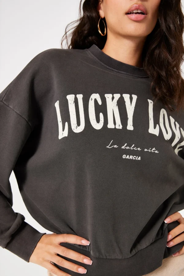 Shirts & Tops-GARCIA LUCKY LOVE SWEATER ANTRACITE