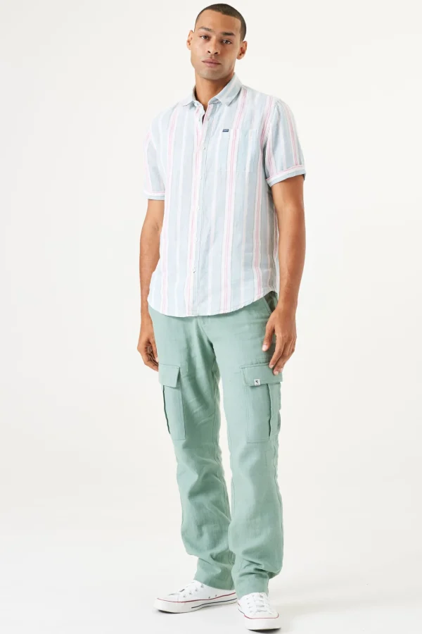 Shirts-GARCIA STRIPE PARTY SHIRT BLUE
