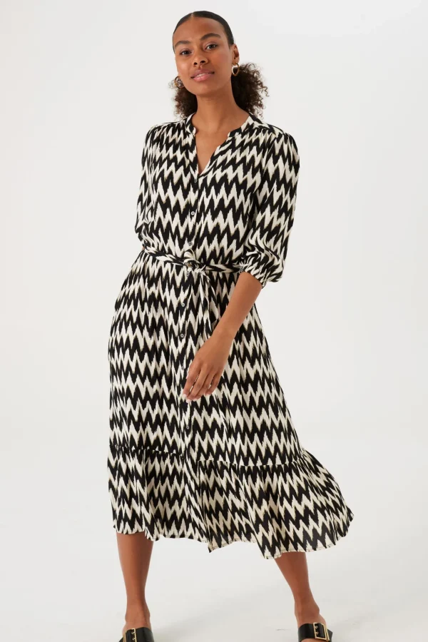 Dresses-GARCIA ZIG ZAG DRESS BLACK