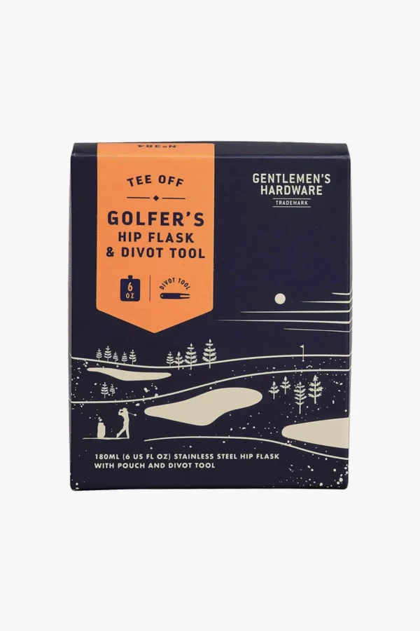 Gifts-GENTLEMEN'S HARDWARE GOLFERS HIP FLASK & DIVOT TOOL