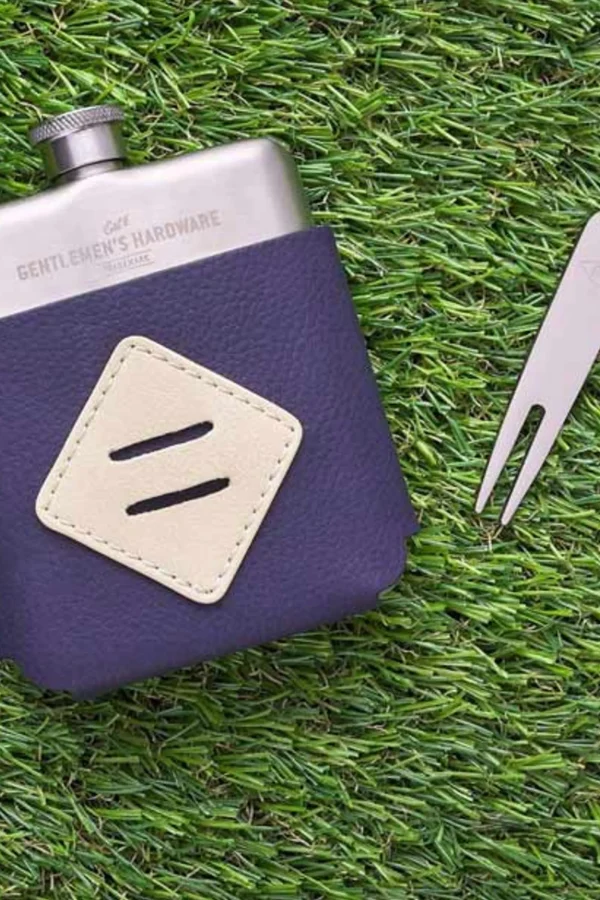Gifts-GENTLEMEN'S HARDWARE GOLFERS HIP FLASK & DIVOT TOOL
