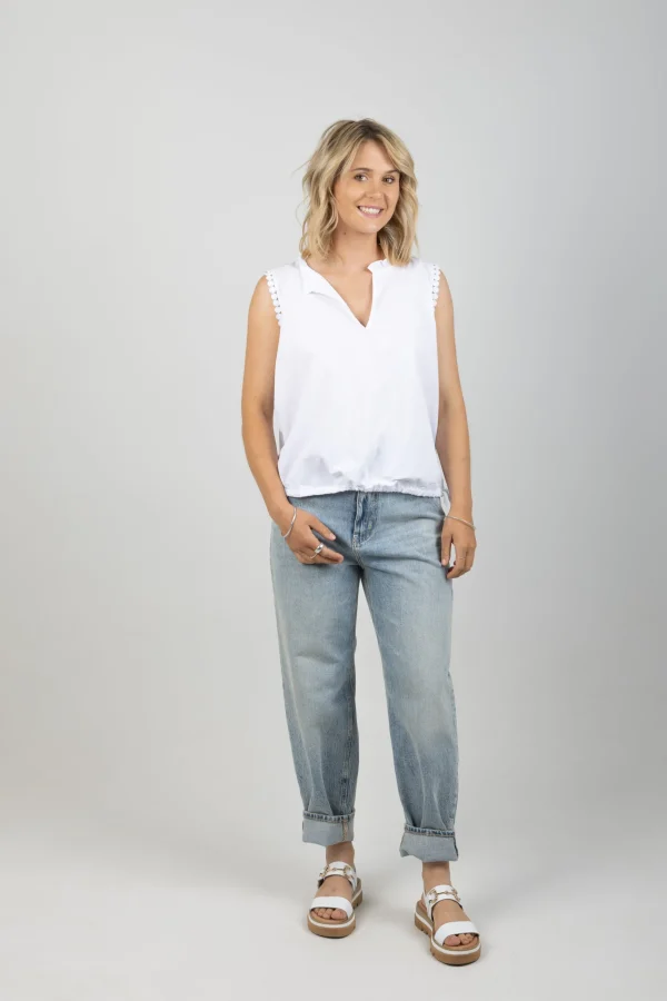 Shirts & Tops-HAVEN ADELFIA TIE TOP BIANCO
