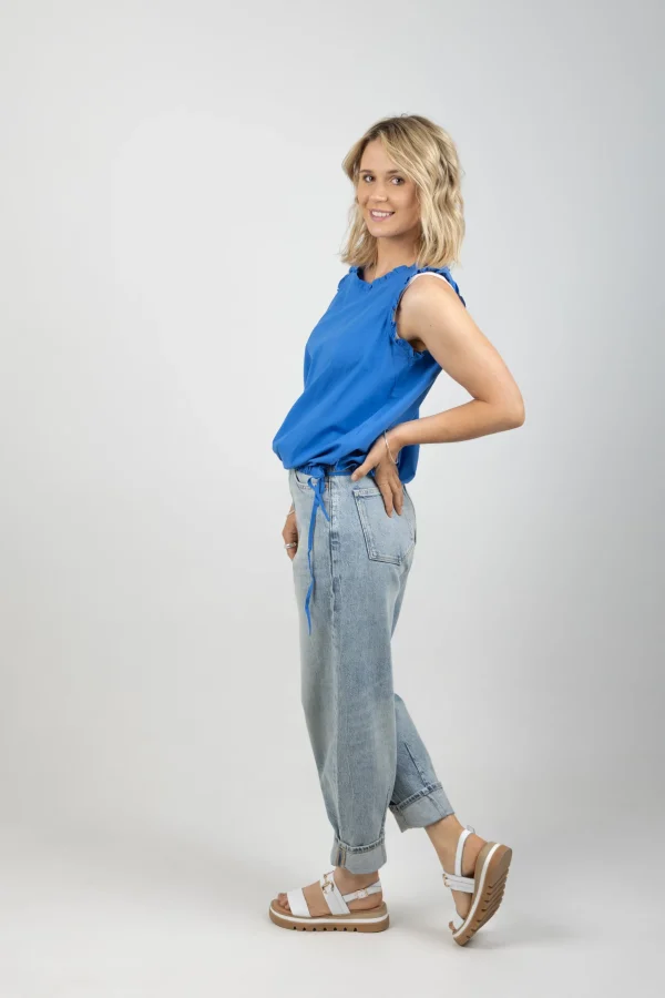 Tees & Tanks-HAVEN ADELFIA TIE TOP COBALT
