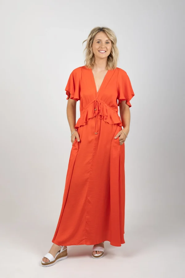 Dresses-HAVEN PORTOFINO FRILL MAXI APEROL