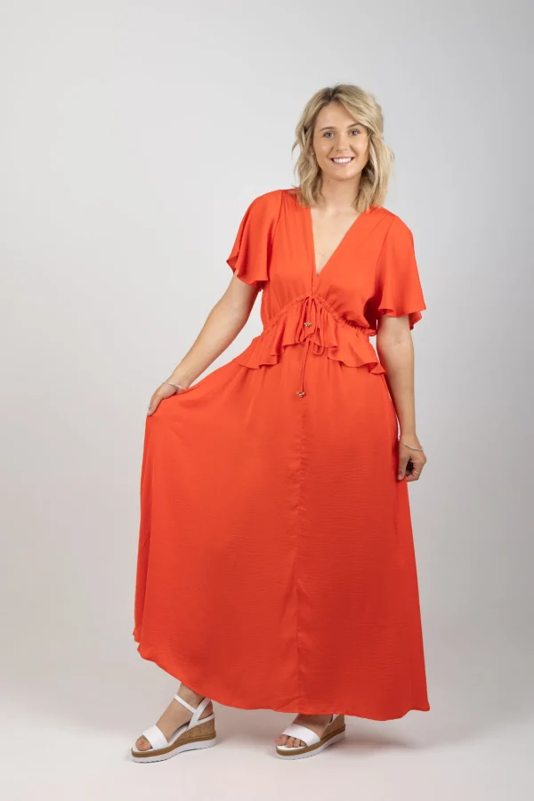 Dresses-HAVEN PORTOFINO FRILL MAXI APEROL