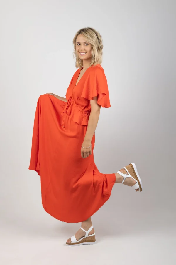 Dresses-HAVEN PORTOFINO FRILL MAXI APEROL