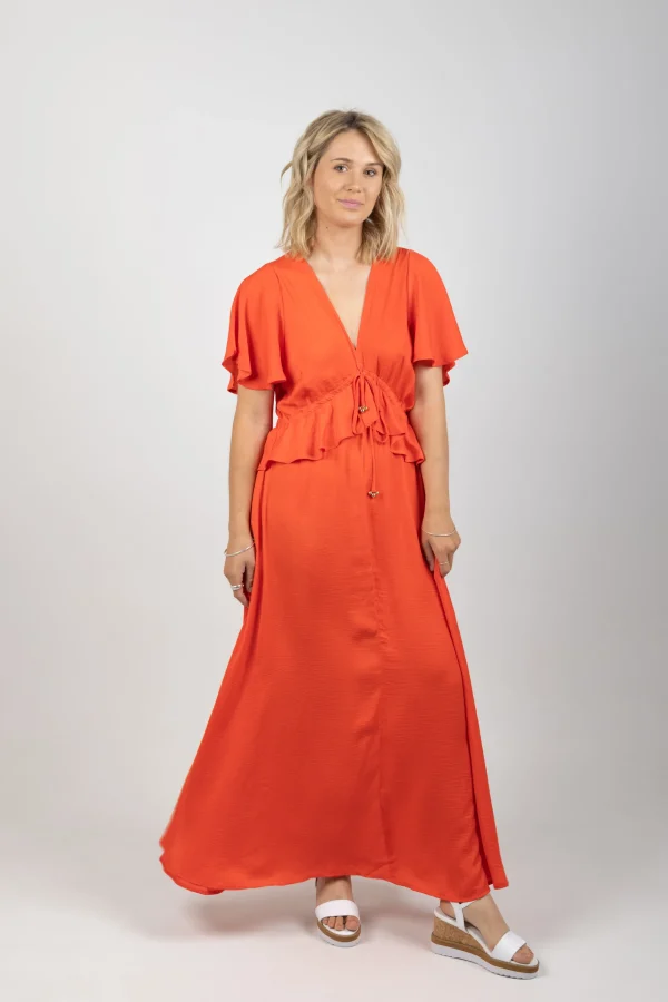 Dresses-HAVEN PORTOFINO FRILL MAXI APEROL