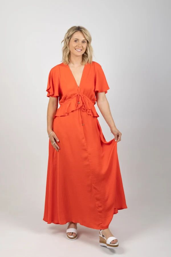 Dresses-HAVEN PORTOFINO FRILL MAXI APEROL