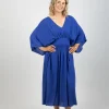Dresses-HAVEN SUVA BATWING MAXI COBALT