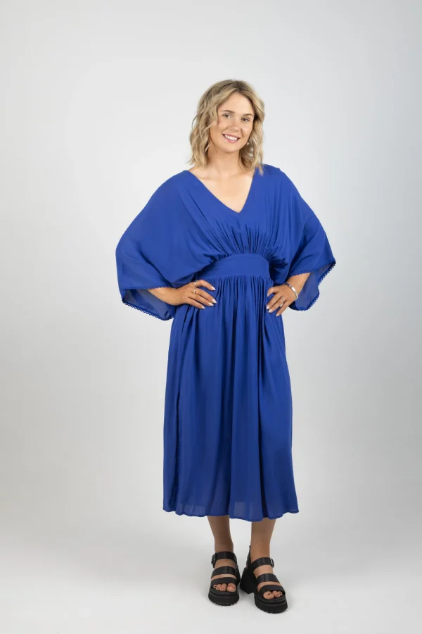 Dresses-HAVEN SUVA BATWING MAXI COBALT