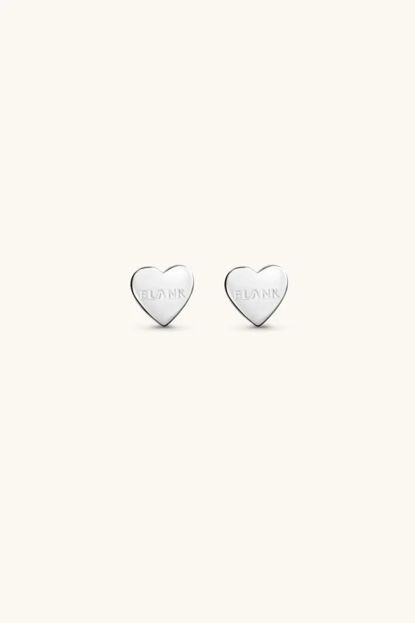 925 Sterling Silver | Jewellery-BLANK SPACE. HEART STUD EARRINGS