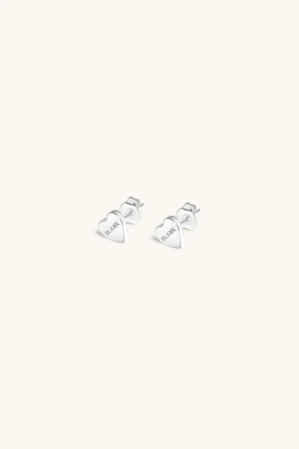 925 Sterling Silver | Jewellery-BLANK SPACE. HEART STUD EARRINGS