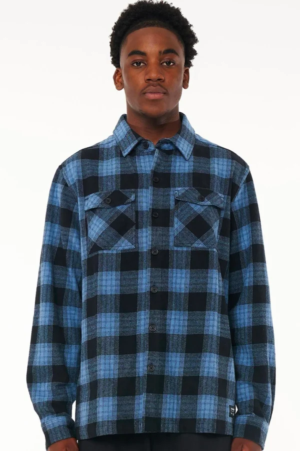 Coats & Jackets-HUFFER 9-5 CHECK SHACKET - MID BLUE