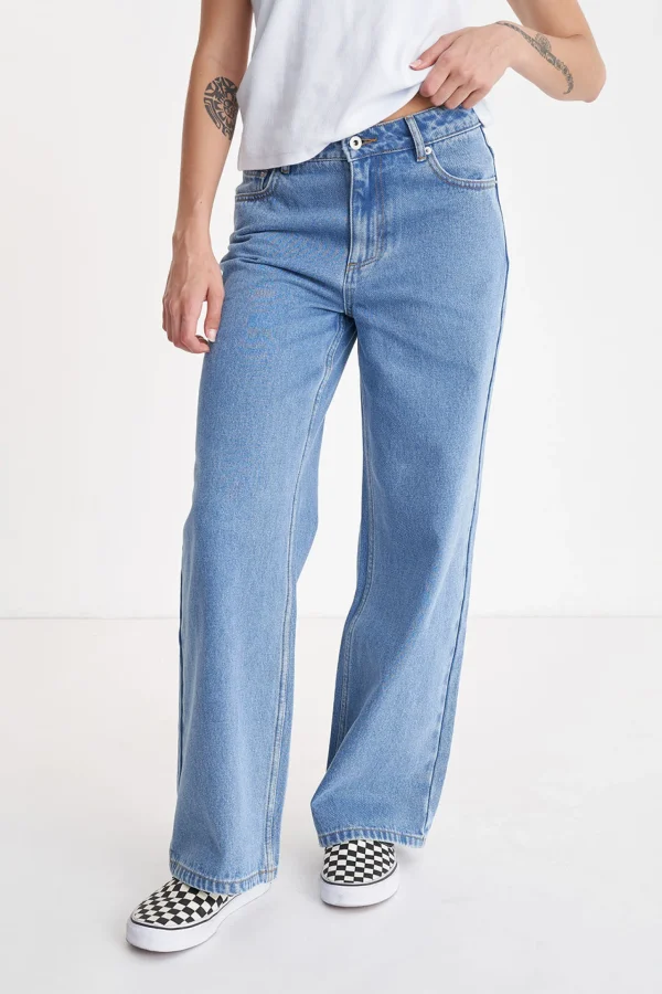 Denim-HUFFER BAGGY DENIM JEAN MID WASH
