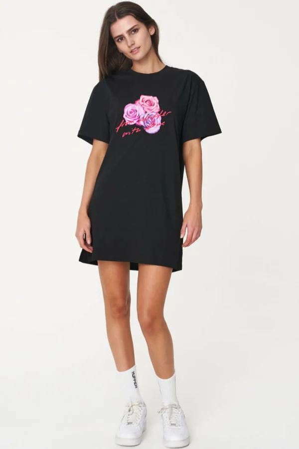 Dresses-HUFFER BELLA TEE DRESS ROSE LOVE