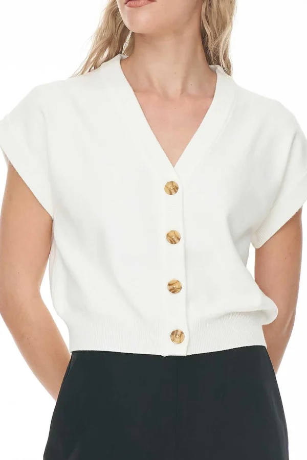 Sweaters & Knitwear-HUFFER BIBI KNIT VEST CHALK