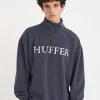 Sweaters & Knitwear-HUFFER BLOCK 1/4 ZIP 350 CASED ASPHALT