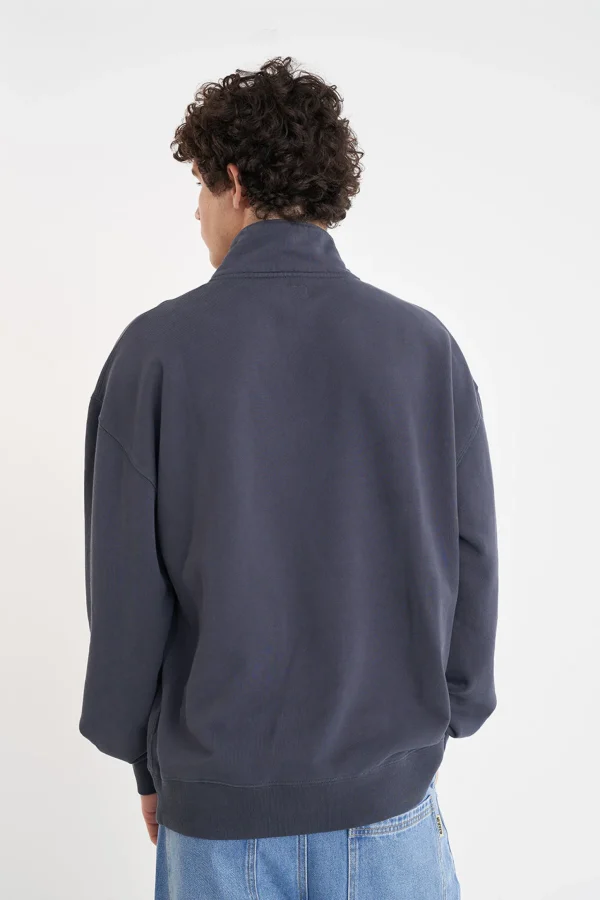 Sweaters & Knitwear-HUFFER BLOCK 1/4 ZIP 350 CASED ASPHALT