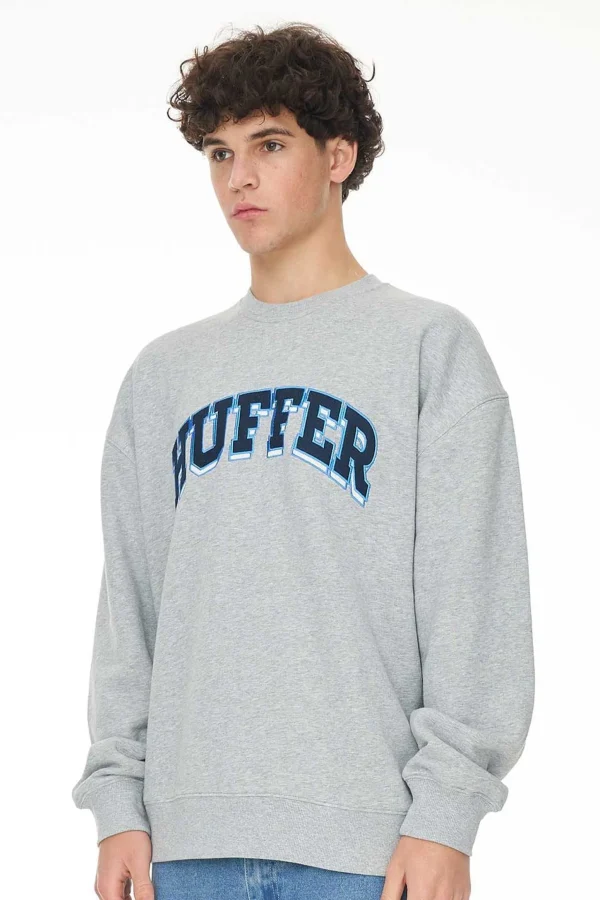 Sweaters & Knitwear-HUFFER BLOCK CREW 350 POST UP / GREY MARLE