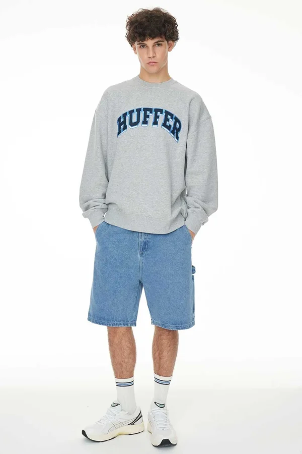 Sweaters & Knitwear-HUFFER BLOCK CREW 350 POST UP / GREY MARLE