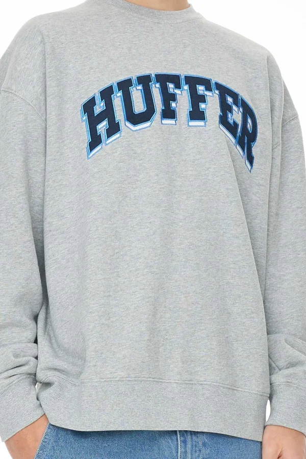 Sweaters & Knitwear-HUFFER BLOCK CREW 350 POST UP / GREY MARLE