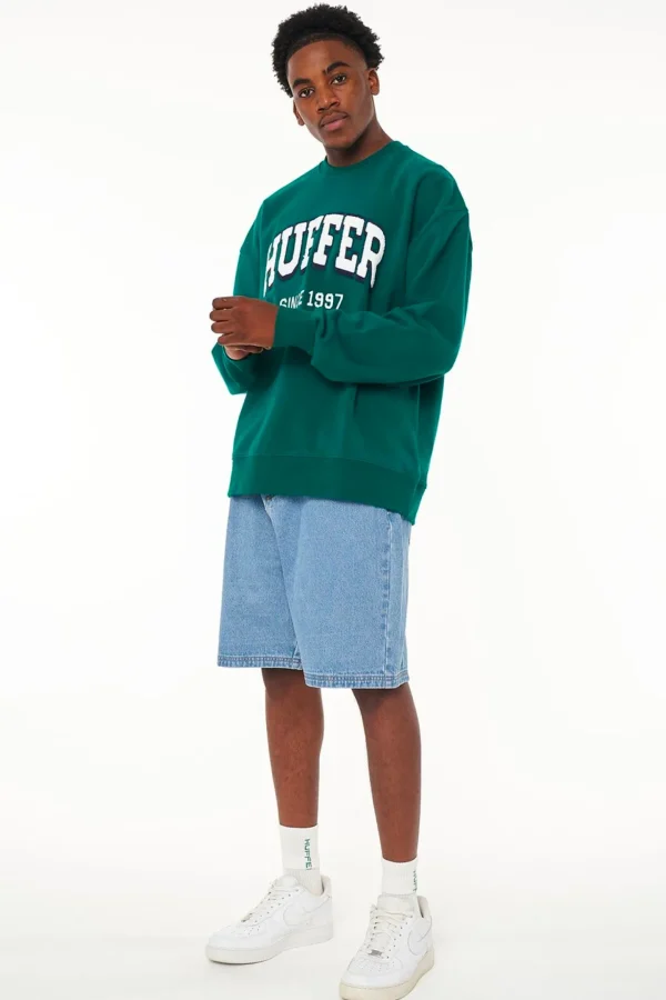 Sweaters & Knitwear-HUFFER BLOCK CREW 350/CHAMP - VERDANT