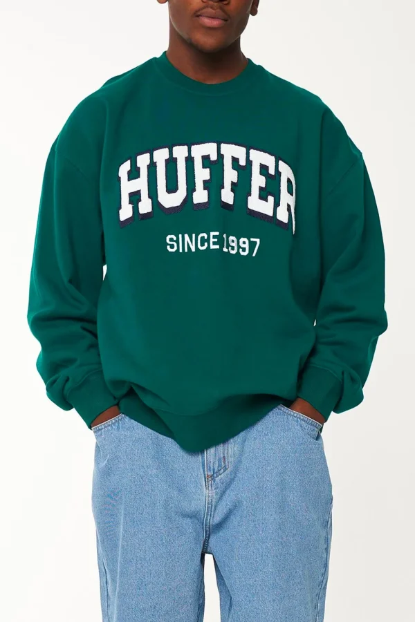 Sweaters & Knitwear-HUFFER BLOCK CREW 350/CHAMP - VERDANT