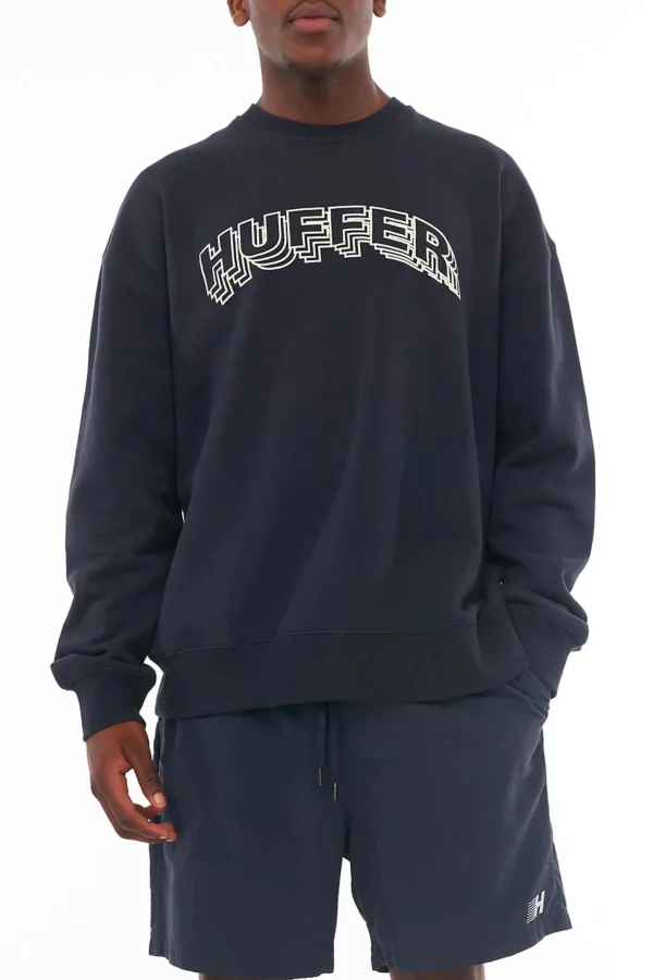 Sweaters & Knitwear-HUFFER BLOCK CREW 350/DEUCE - NAVY
