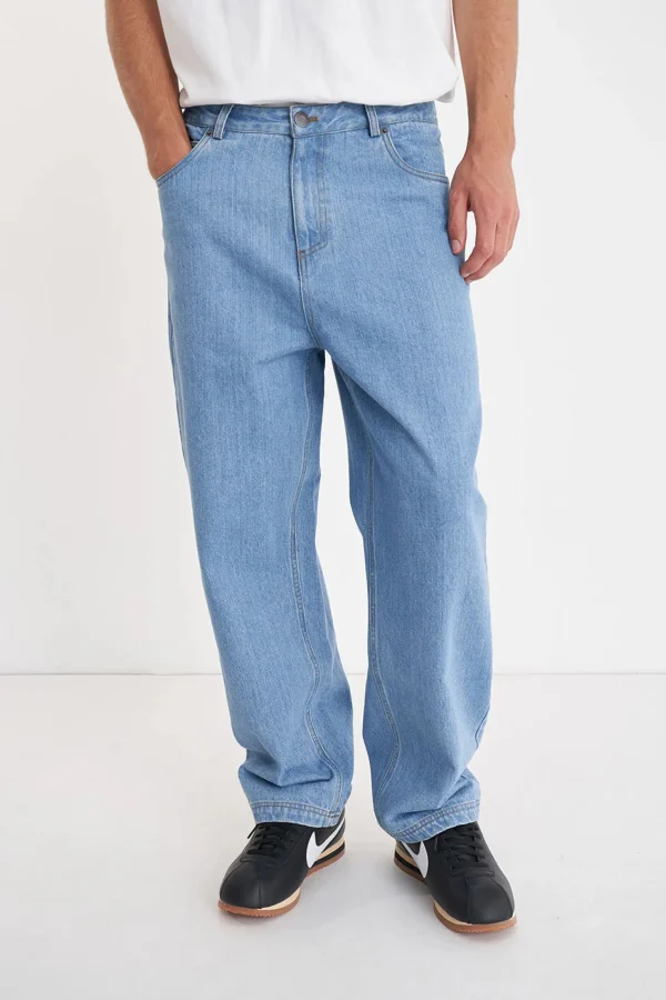 Denim-HUFFER BLOCK DENIM EMB PANT OLDE BLUE WASH