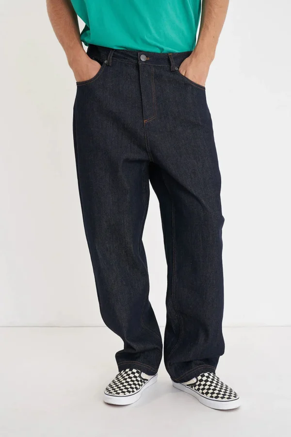 Denim-HUFFER BLOCK DENIM EMB PANT OLDE INDIGO