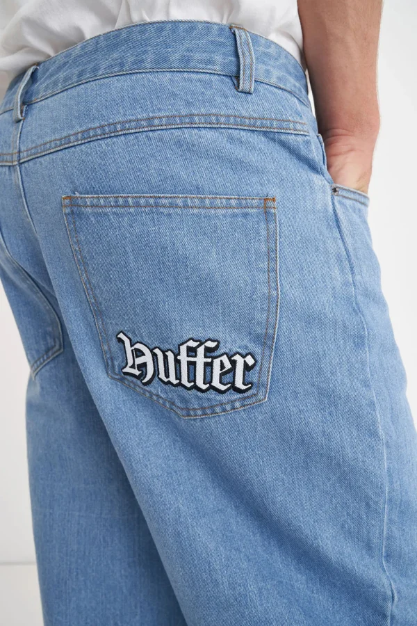 Denim-HUFFER BLOCK DENIM EMB PANT OLDE BLUE WASH