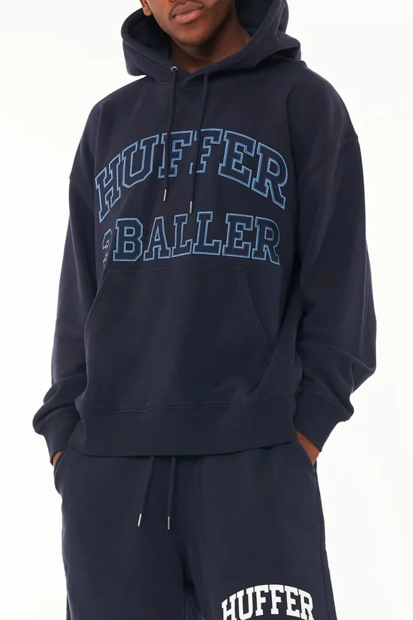 Sweaters & Knitwear-HUFFER BLOCK HOOD 350/ENCORE - NAVY