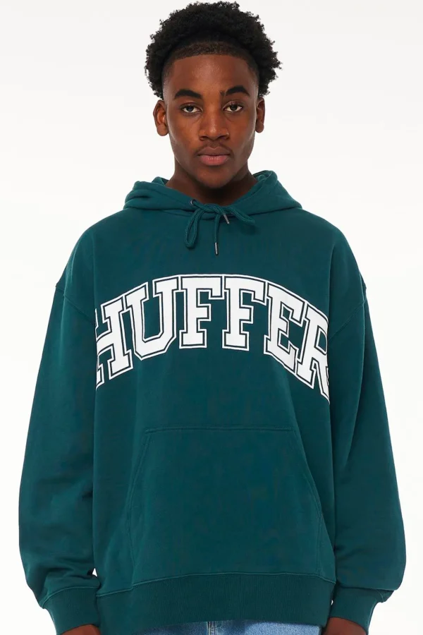 Sweaters & Knitwear-HUFFER BLOCK HOOD 350/OUTLINED - EMERALD
