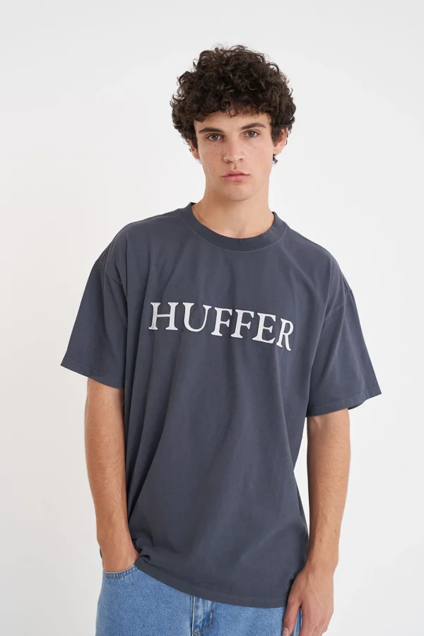 Tees & Tanks-HUFFER BLOCK TEE 220 CASED ASPHALT