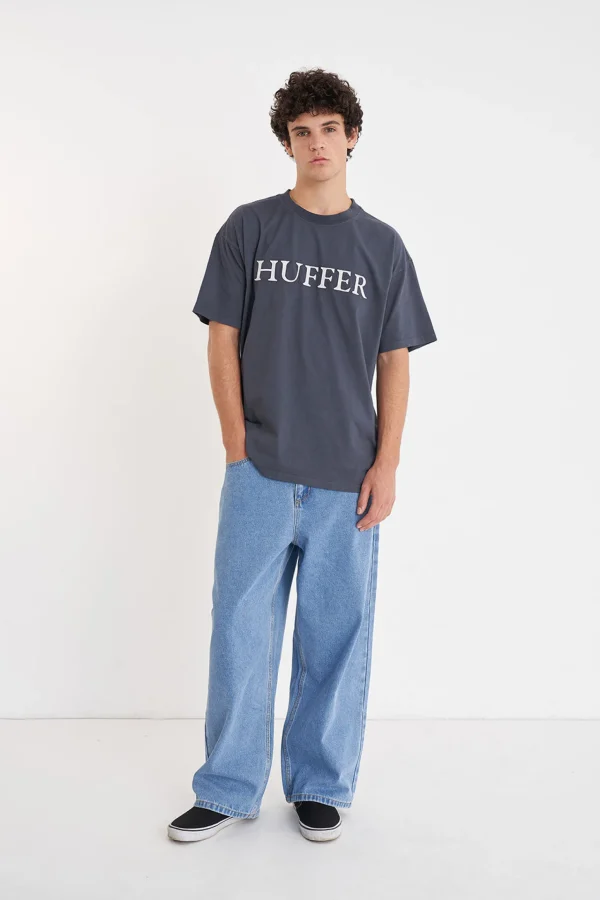 Tees & Tanks-HUFFER BLOCK TEE 220 CASED ASPHALT