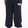 Pants-HUFFER BLOCK TRACKPANT 350/GLOBE - NAVY