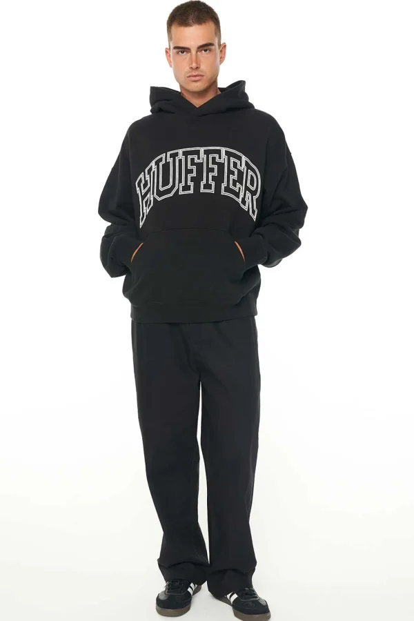 Sweaters & Knitwear-HUFFER BOX HOOD 450 LINED OUT WASHED BLACK