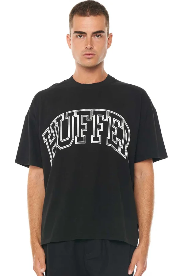 Tees & Tanks-HUFFER BOX TEE 220 LINED OUT WASHED BLACK