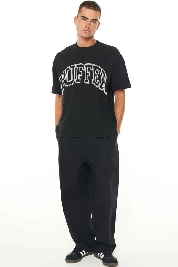 Tees & Tanks-HUFFER BOX TEE 220 LINED OUT WASHED BLACK