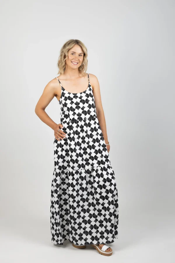 Dresses-HUFFER CASA RESORT DRESS BLACK/WHITE