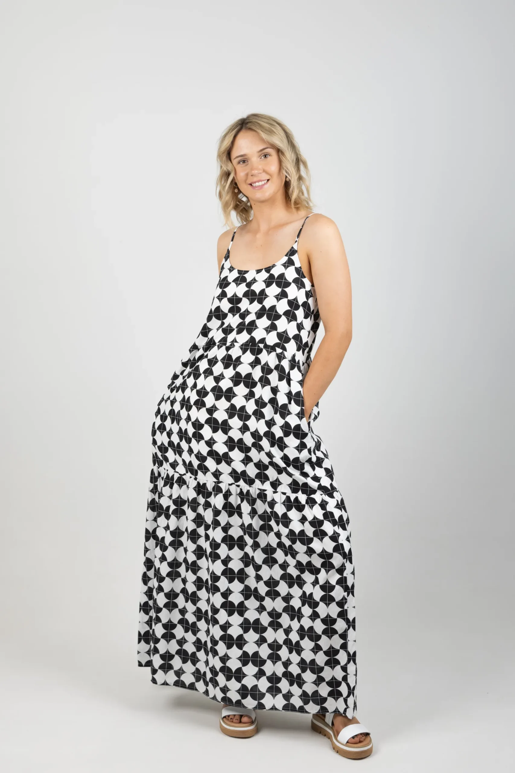 huffer_casa_resort_dress__2.webp Dresses-HUFFER CASA RESORT DRESS BLACK/WHITE