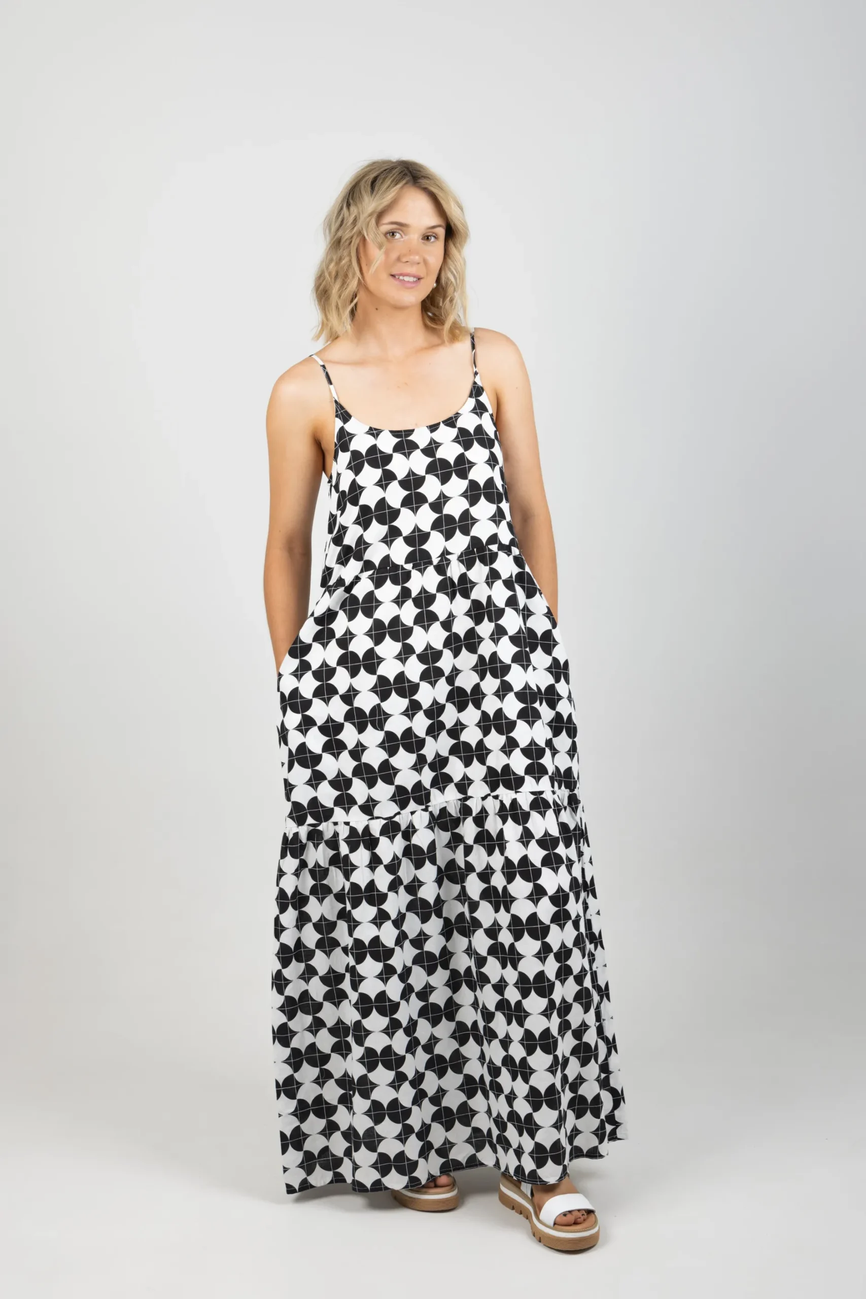 huffer_casa_resort_dress__5.webp Dresses-HUFFER CASA RESORT DRESS BLACK/WHITE